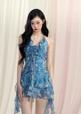 Mesh Halter Slim Dress